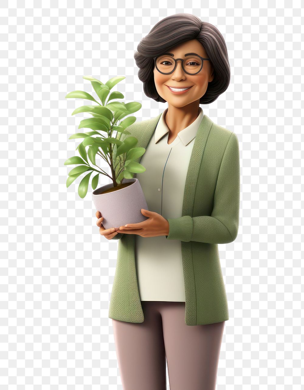 PNG Plant houseplant holding cartoon. AI generated Image by rawpixel.