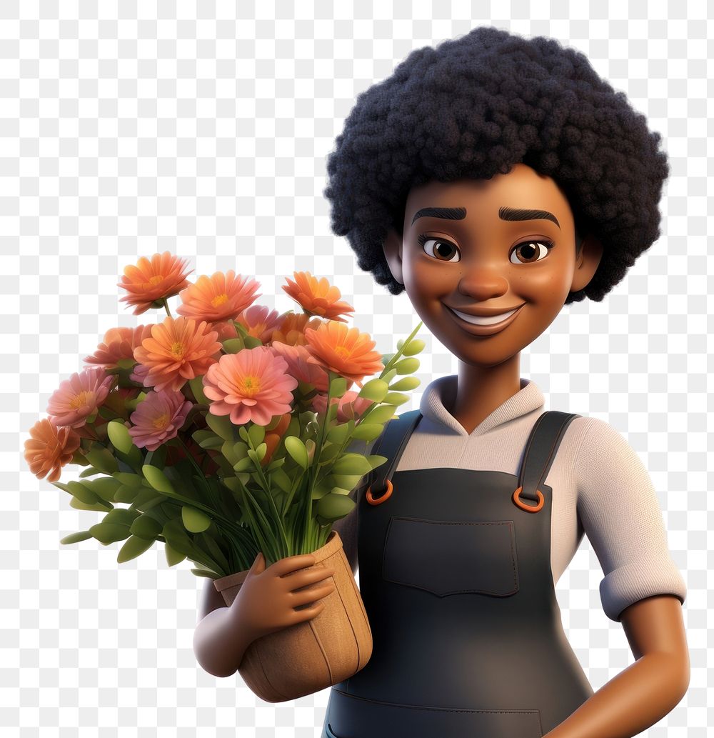 PNG Cartoon flower female plant. AI generated Image by rawpixel.