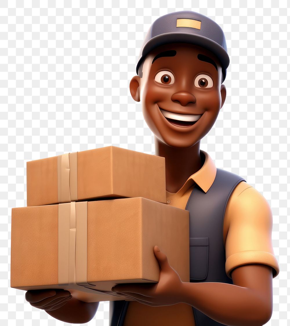 PNG Cardboard box carrying cartoon. AI generated Image by rawpixel.