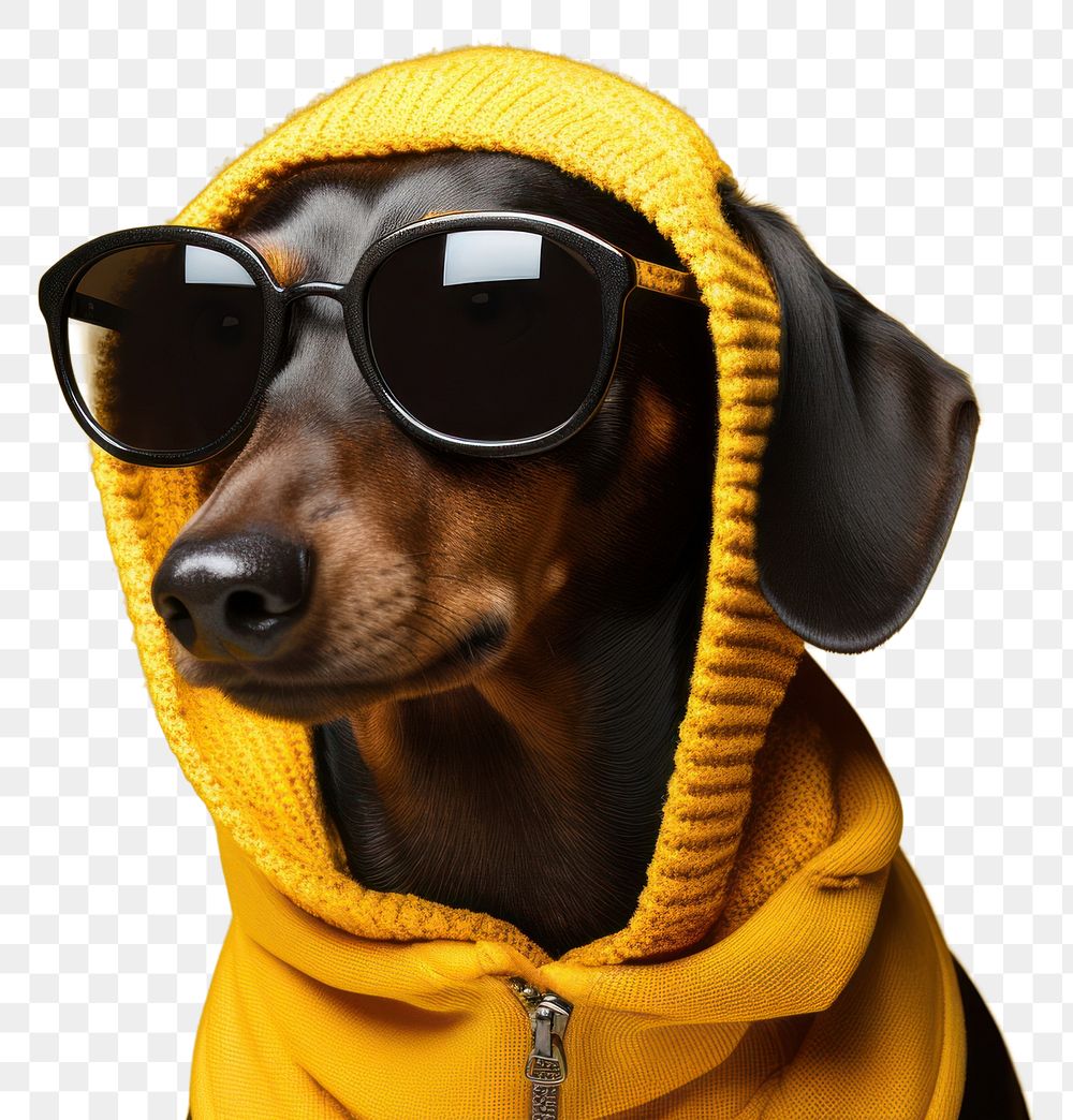 PNG Sunglasses dachshund portrait sweater. AI generated Image by rawpixel.
