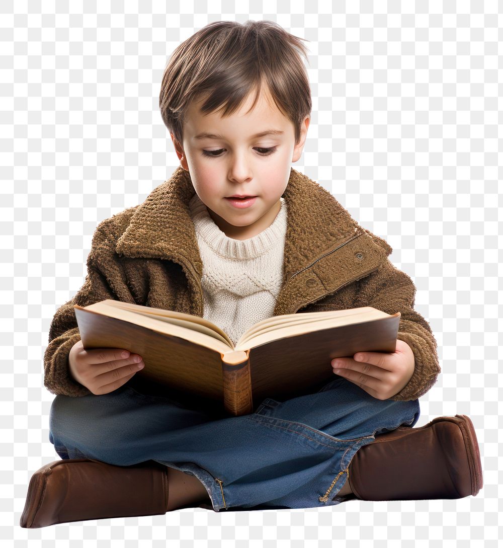 PNG Reading child sitting book. AI generated Image by rawpixel.