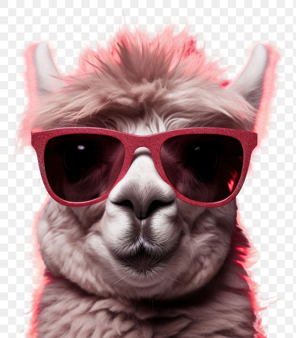 PNG Sunglasses alpaca mammal animal. AI generated Image by rawpixel.