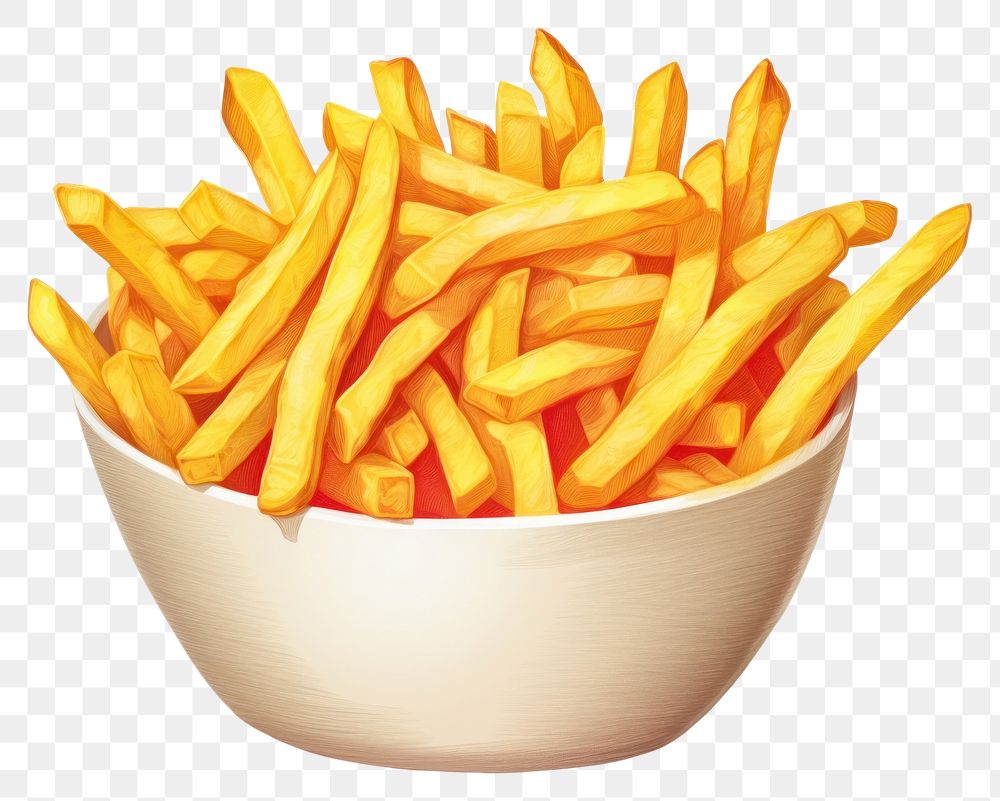 PNG French fries food bowl white background. AI generated Image by rawpixel.