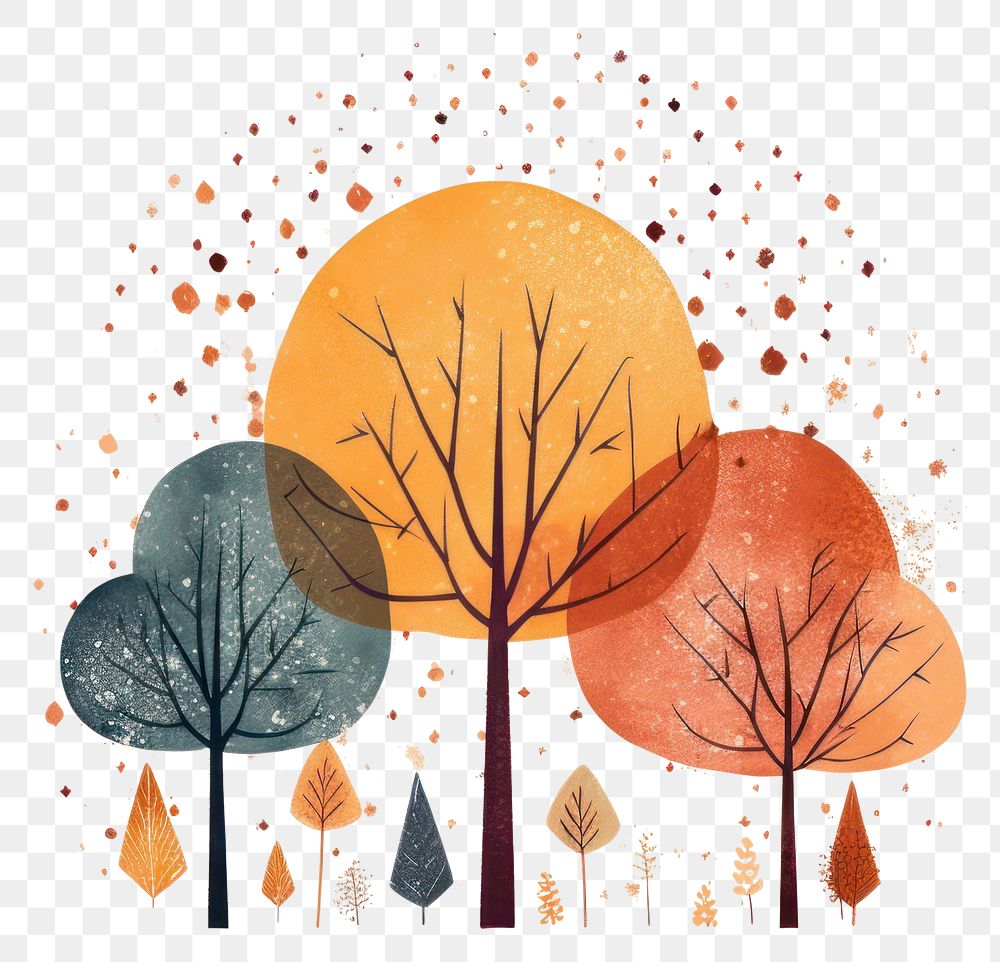 PNG Drawing autumn tree tranquility. AI generated Image by rawpixel.