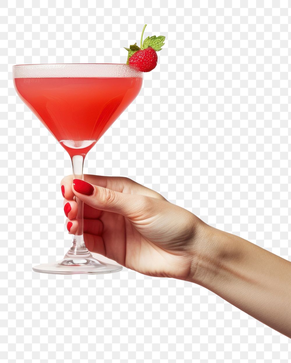 PNG Cocktail strawberry holding drink transparent background