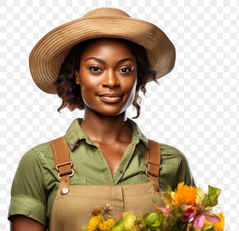 PNG Gardener portrait flower female. AI generated Image by rawpixel.
