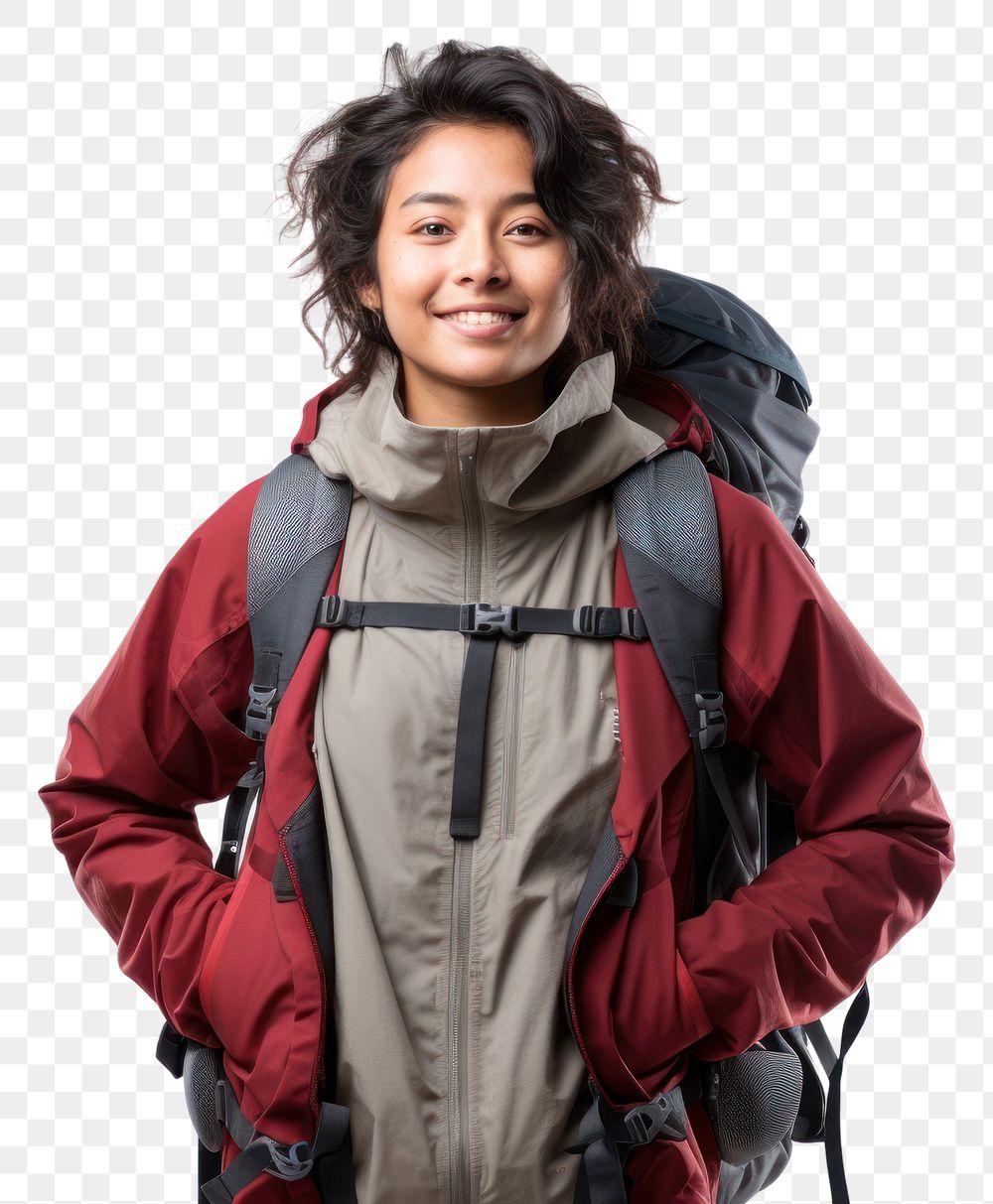 PNG Person hiking backpack jacket coat. AI generated Image by rawpixel.