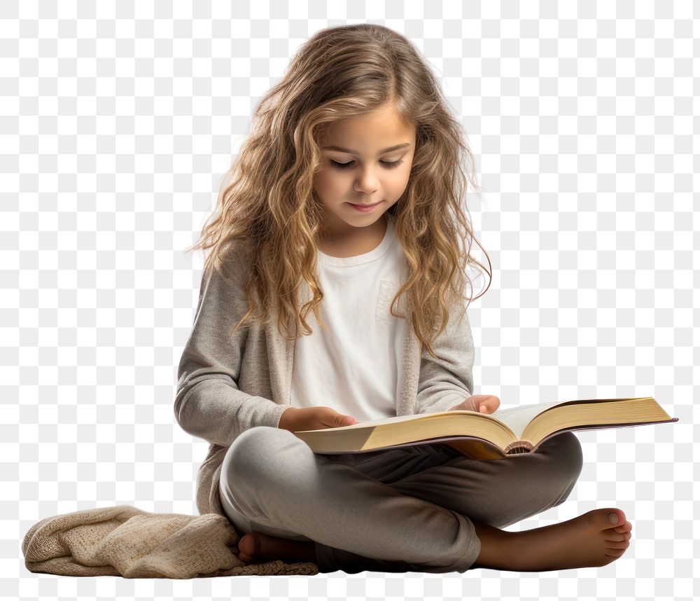 PNG Reading sitting child book. AI generated Image by rawpixel.