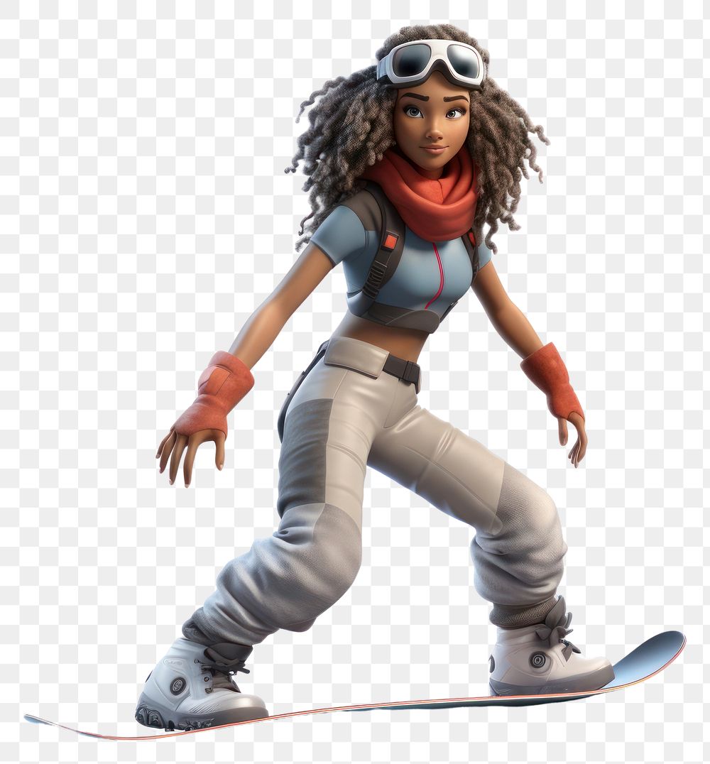 PNG  Snow snowboarding toy white background. AI generated Image by rawpixel.