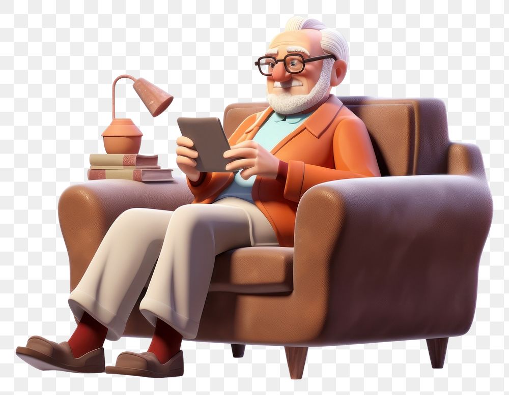 PNG Furniture armchair glasses cartoon. AI generated Image by rawpixel.