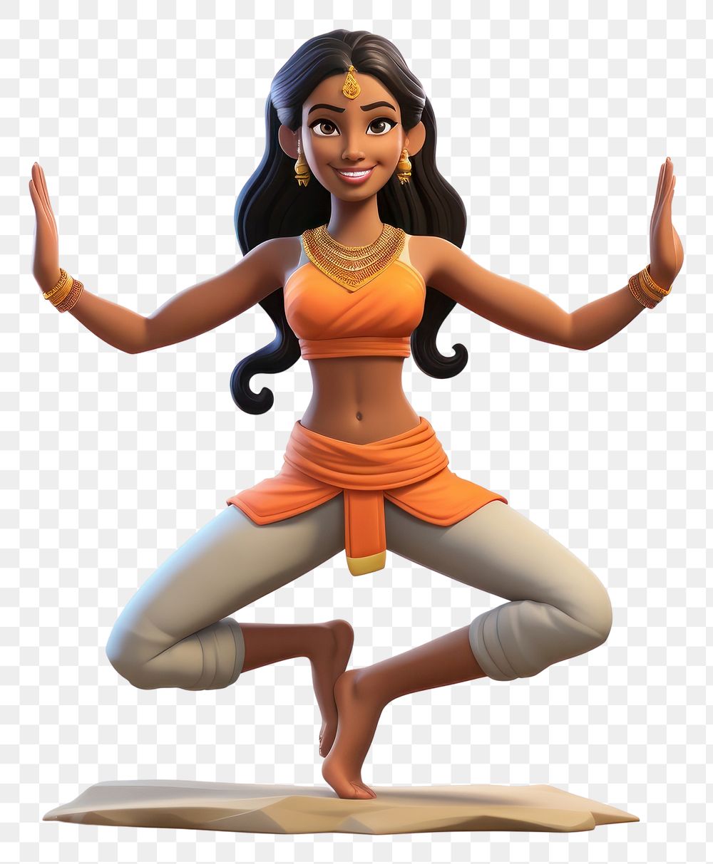 PNG Yoga figurine exercise cartoon. 