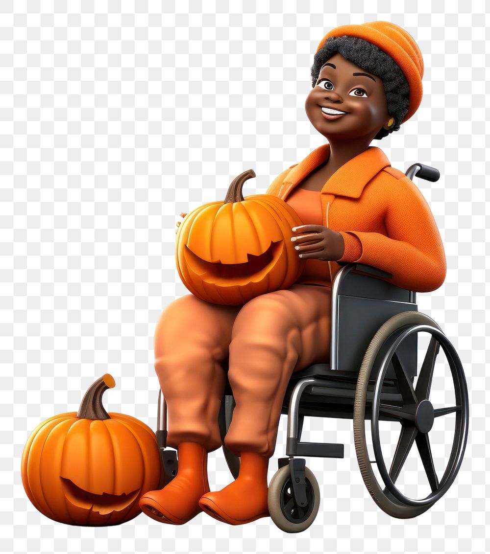 PNG Wheelchair pumpkin adult woman. AI generated Image by rawpixel.