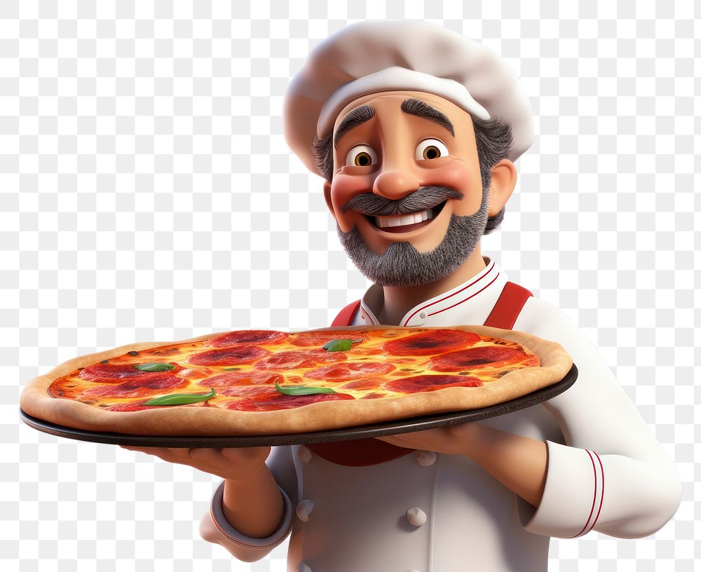PNG Pizza food chef white background. AI generated Image by rawpixel.