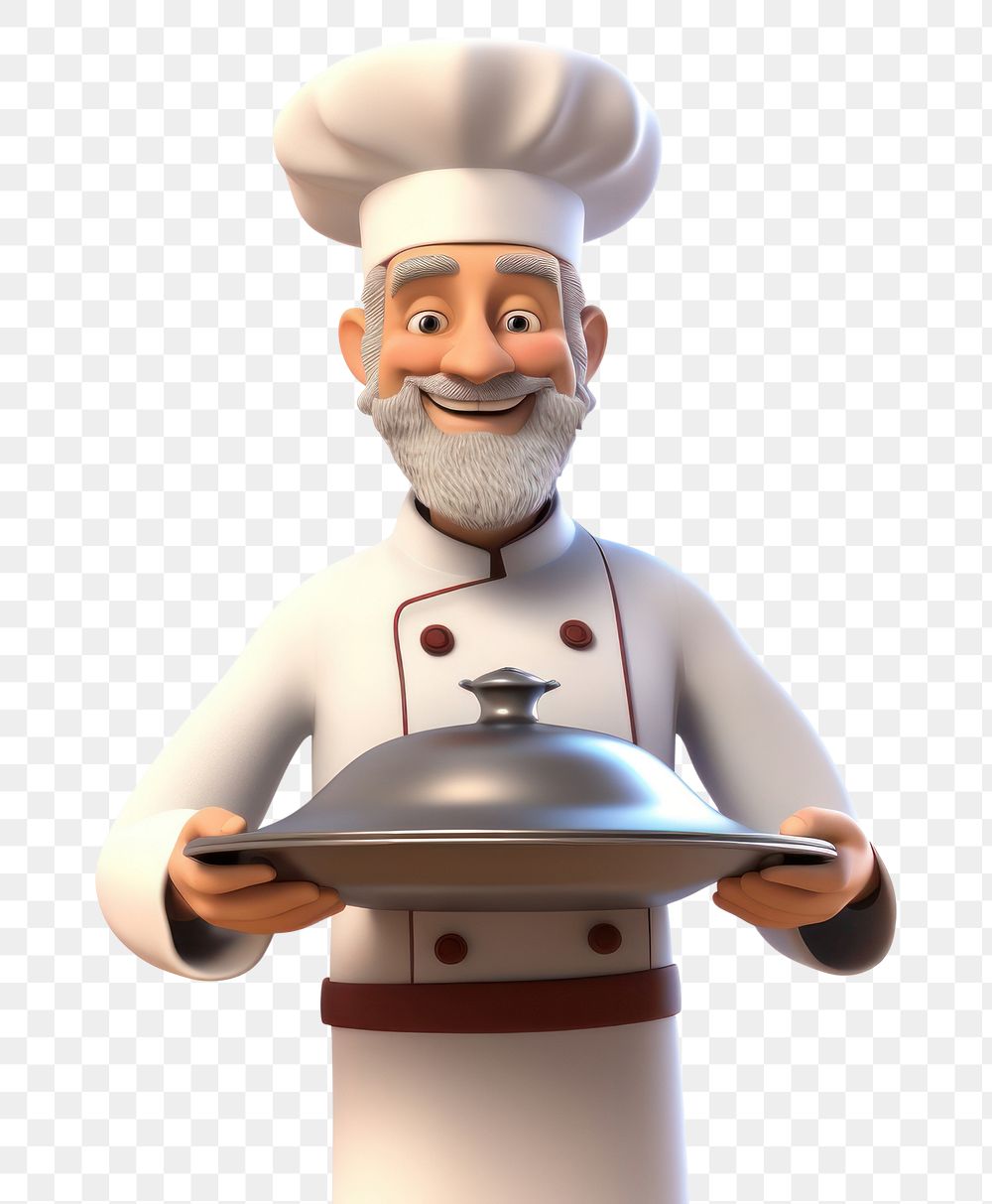 PNG Cartoon adult chef portrait. 