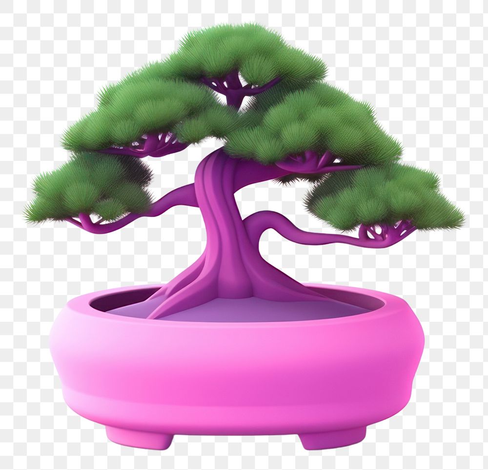 PNG Cartoon bonsai plant tree. 