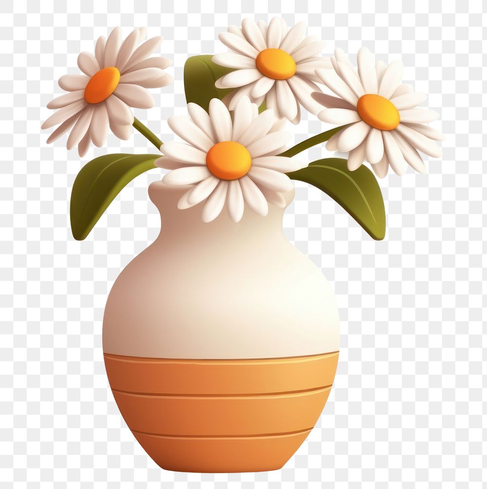 PNG Flower vase blossom daisy. AI generated Image by rawpixel.