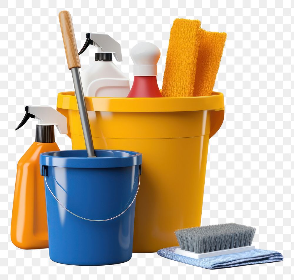 PNG Cleaning bucket brush white background. AI generated Image by rawpixel.