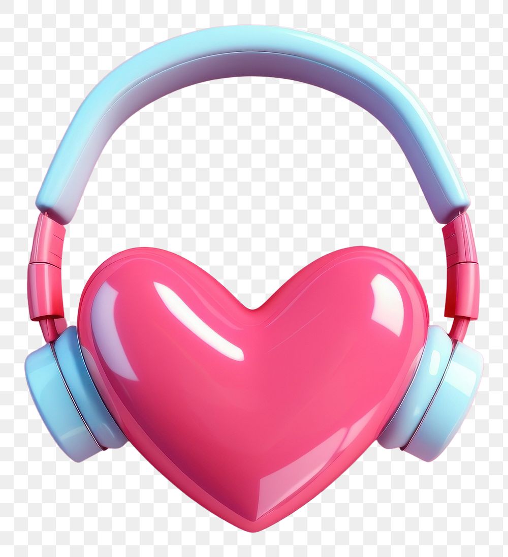 PNG Headphones listening headset heart. AI generated Image by rawpixel.