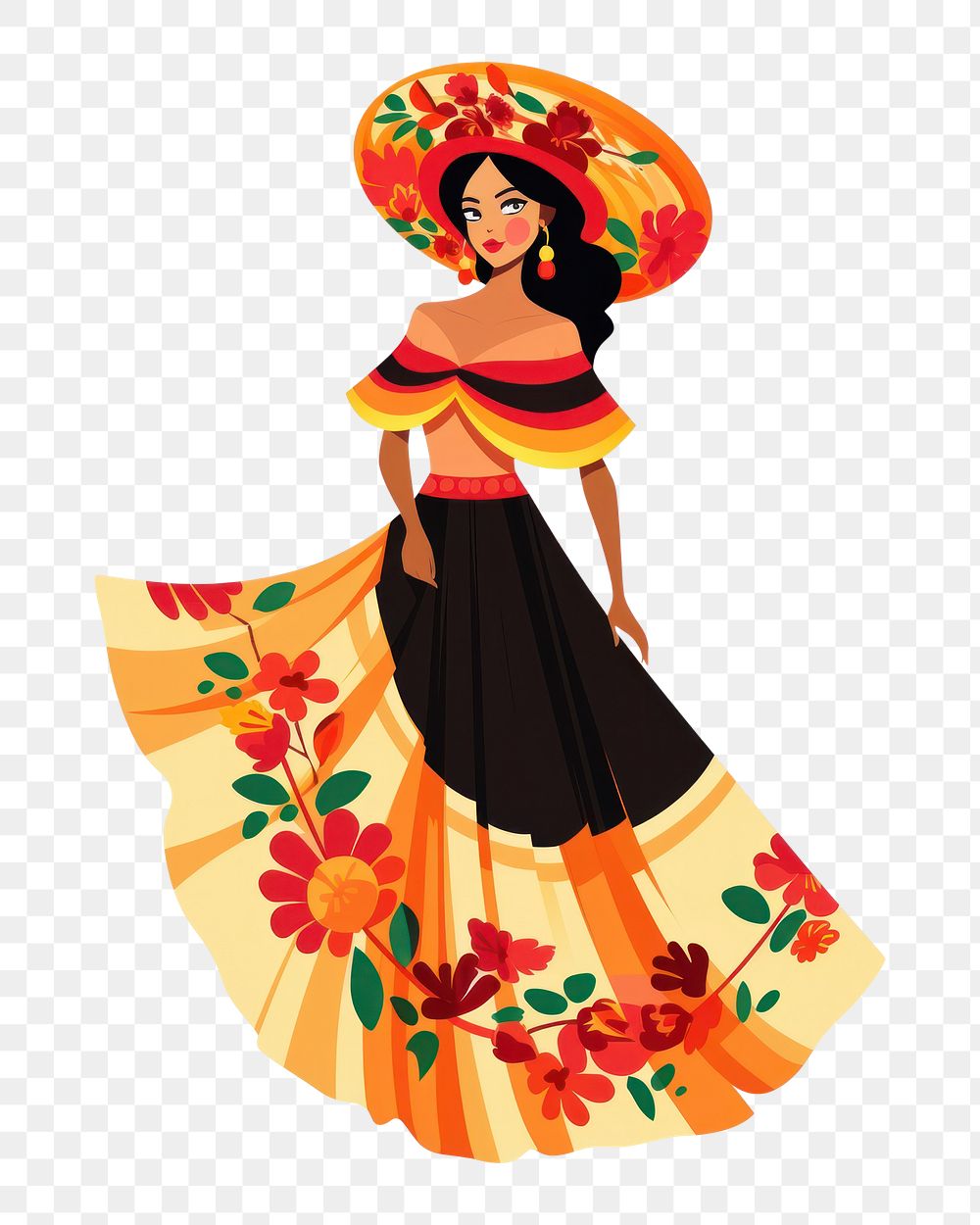 PNG Sombrero dancing adult dress. AI generated Image by rawpixel.