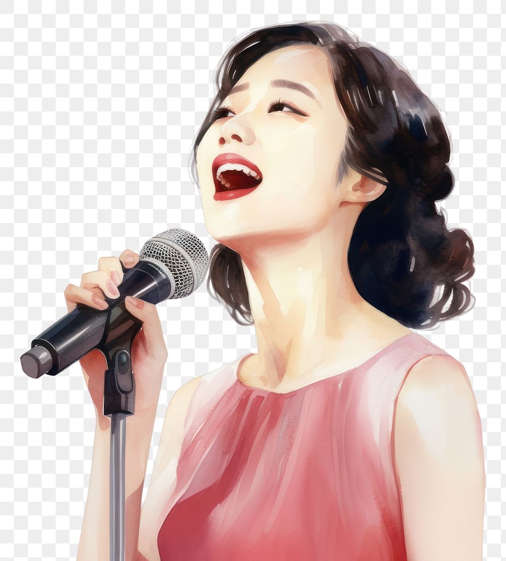 PNG Microphone adult woman performance. AI generated Image by rawpixel.