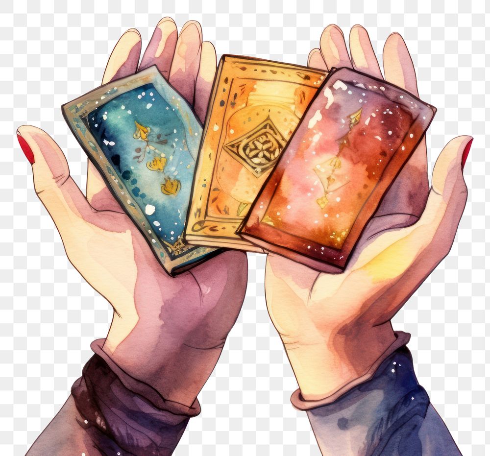 PNG Hand holding cards transparent background