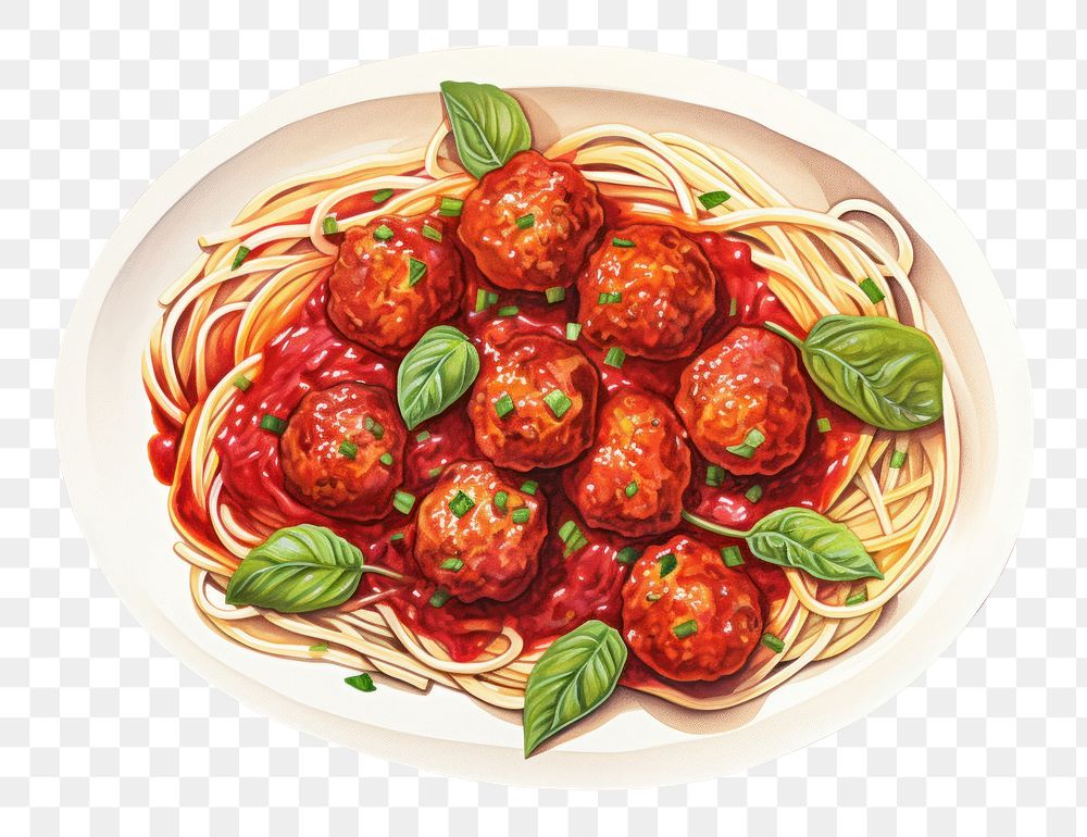 PNG Spaghetti meatball pasta sauce. AI generated Image by rawpixel.