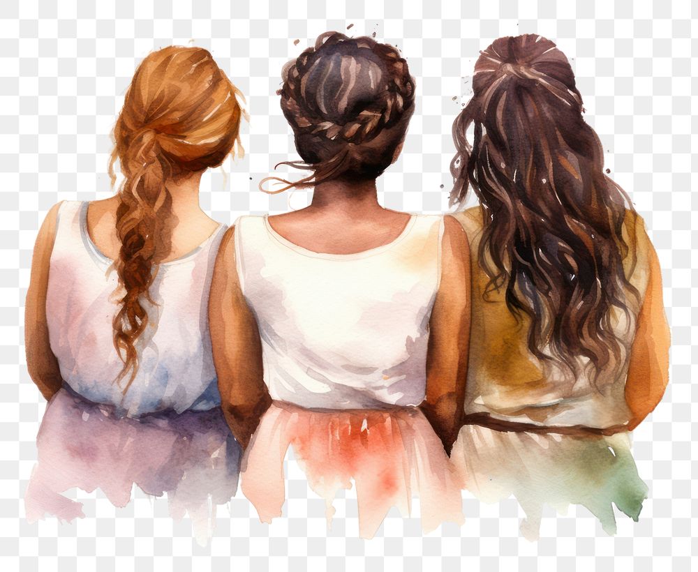 PNG Painting adult back togetherness. AI generated Image by rawpixel.