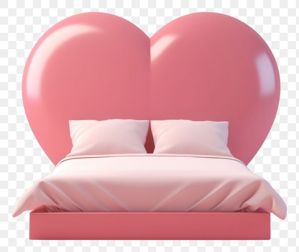 PNG Bed furniture bedroom heart. AI generated Image by rawpixel.
