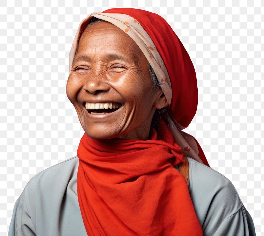 PNG Portrait laughing adult scarf. AI generated Image by rawpixel.