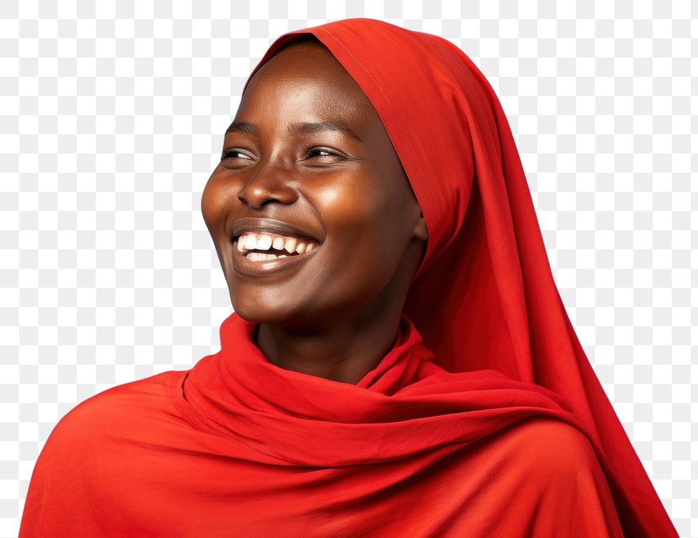 PNG Portrait adult smile headscarf. AI generated Image by rawpixel.