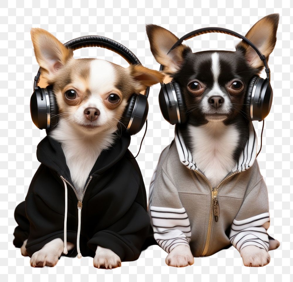 PNG Headphones dog chihuahua mammal. AI generated Image by rawpixel.