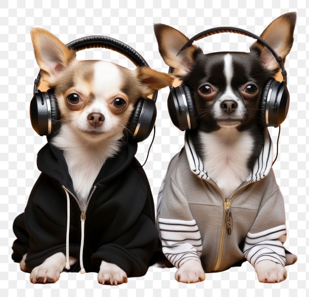 PNG Dog headphones chihuahua mammal. AI generated Image by rawpixel.