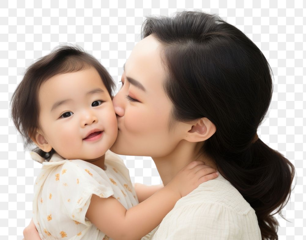PNG Kissing portrait toddler holding transparent background