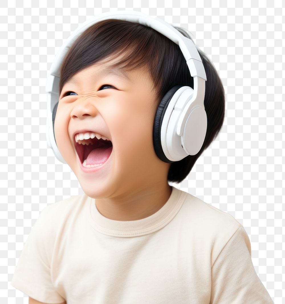 PNG Headphones listening laughing headset. AI generated Image by rawpixel.