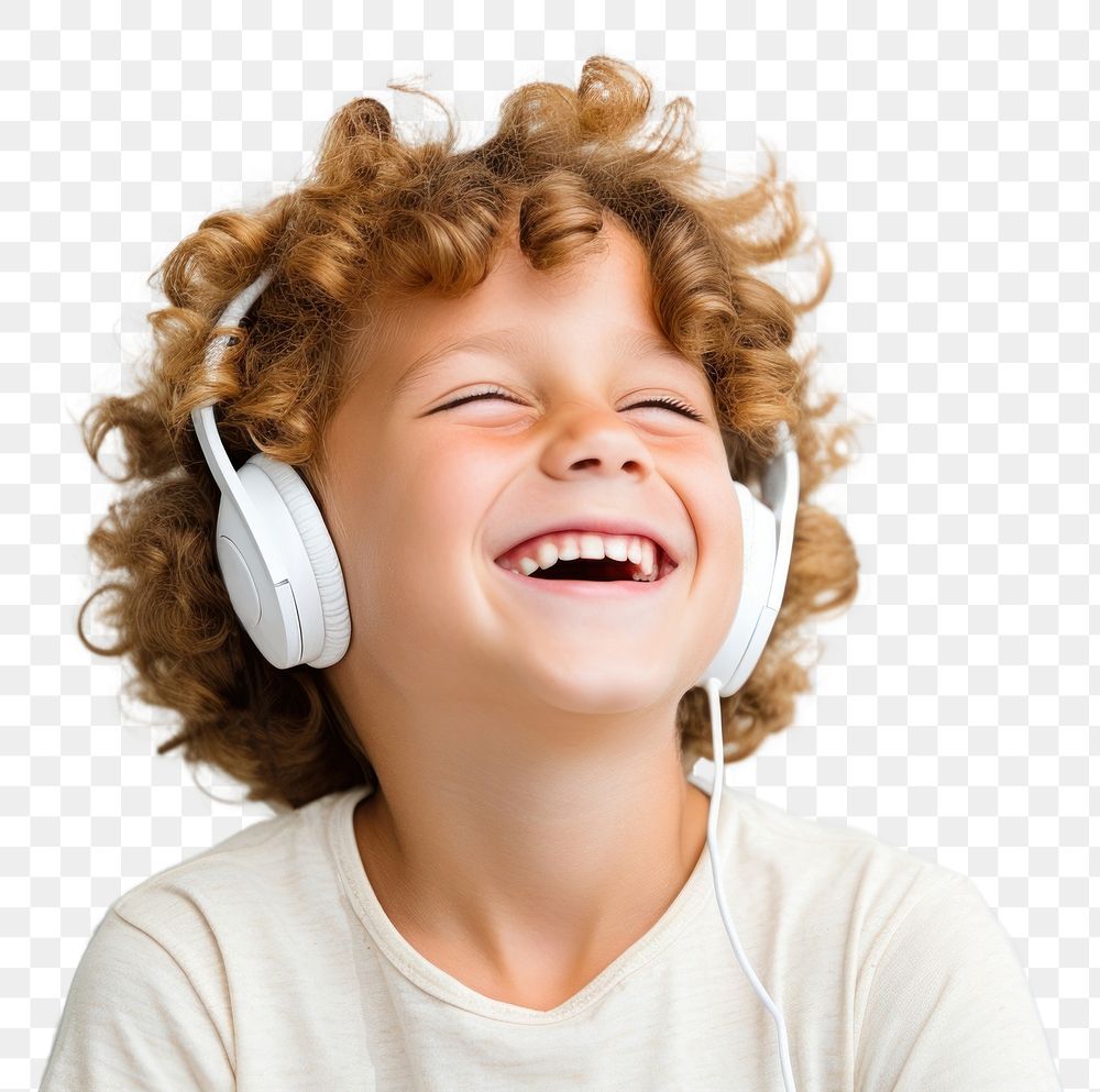 PNG Headphones listening laughing smile. 