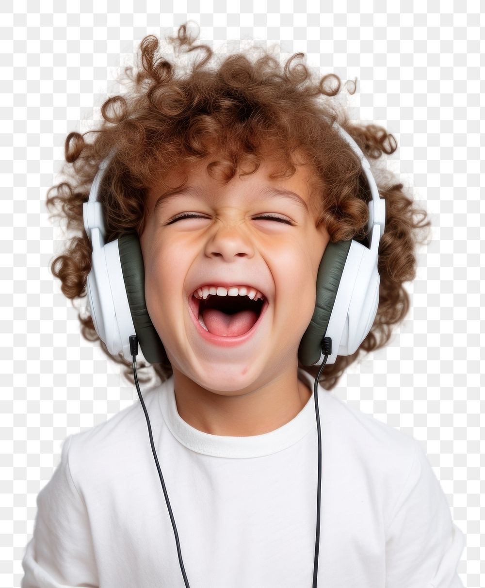 PNG Headphones listening shouting laughing. 