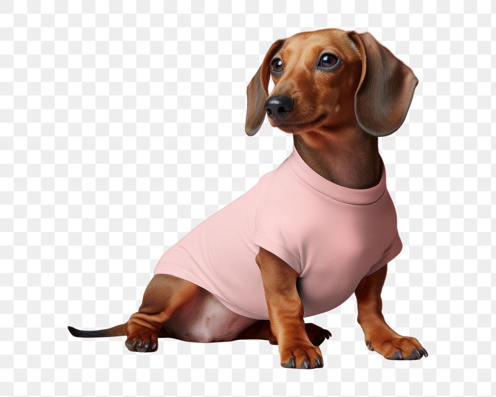Dachshund dog png, wearing t-shirt, transparent background