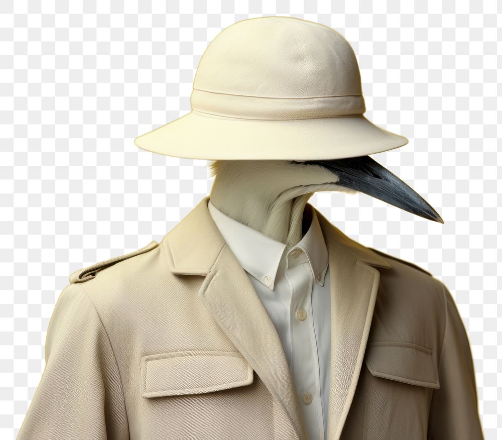 PNG Bird overcoat adult hat. AI generated Image by rawpixel.