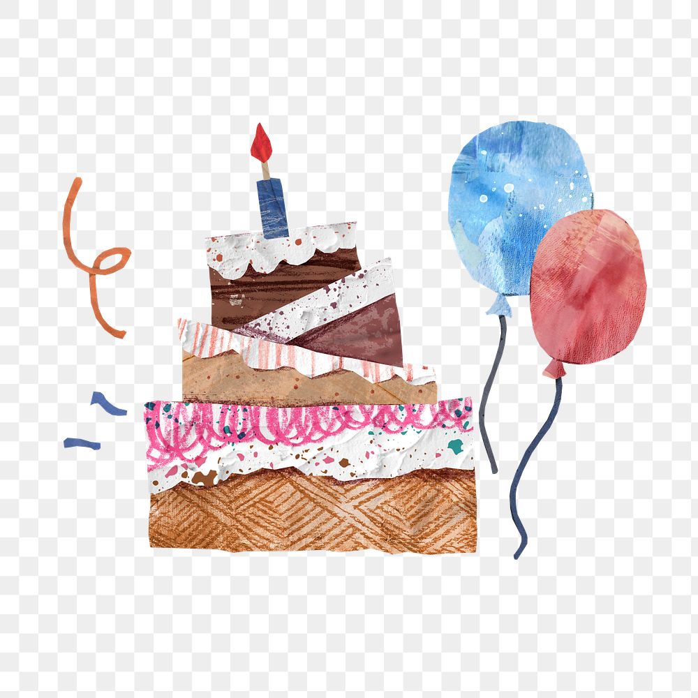 Birthday cake png, paper craft, transparent background