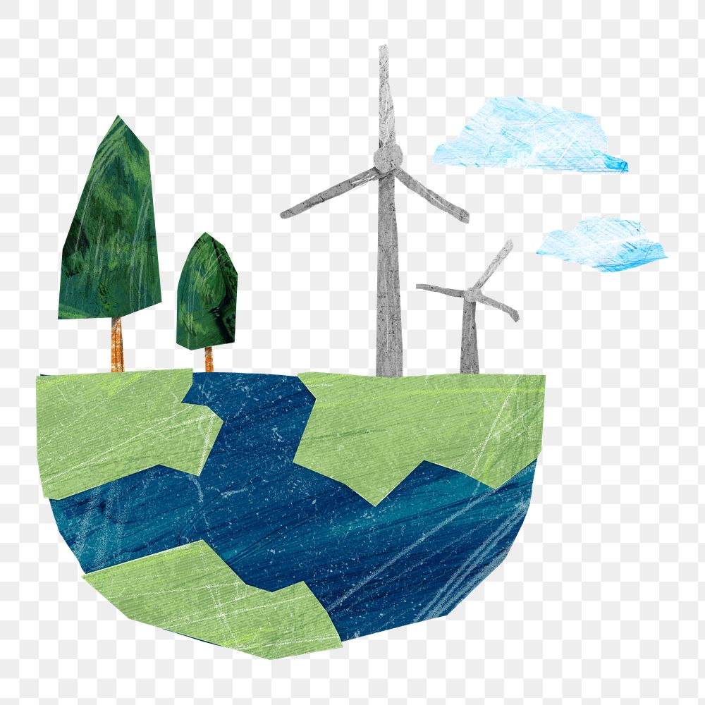 PNG Wind turbine farm paper craft, transparent background