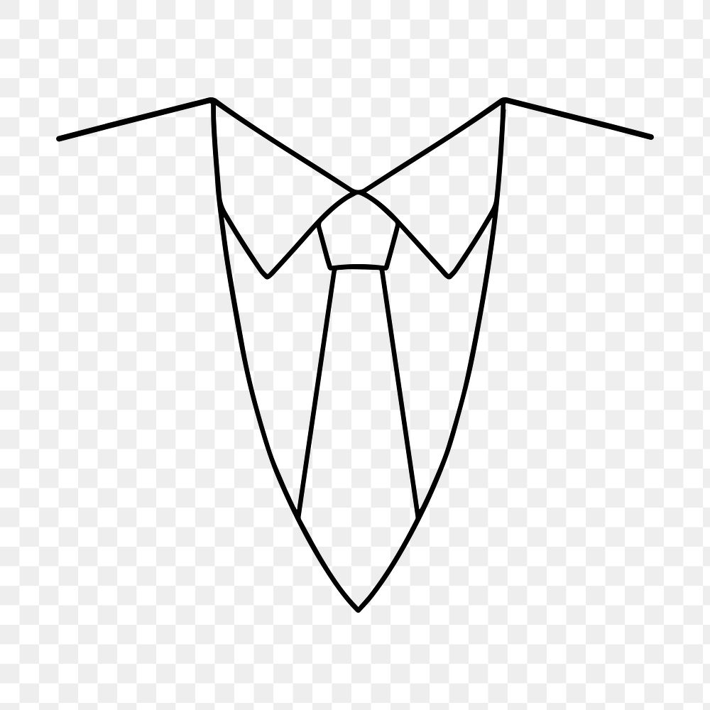 Businessmen's suit & tie png, minimal line art illustration, transparent background