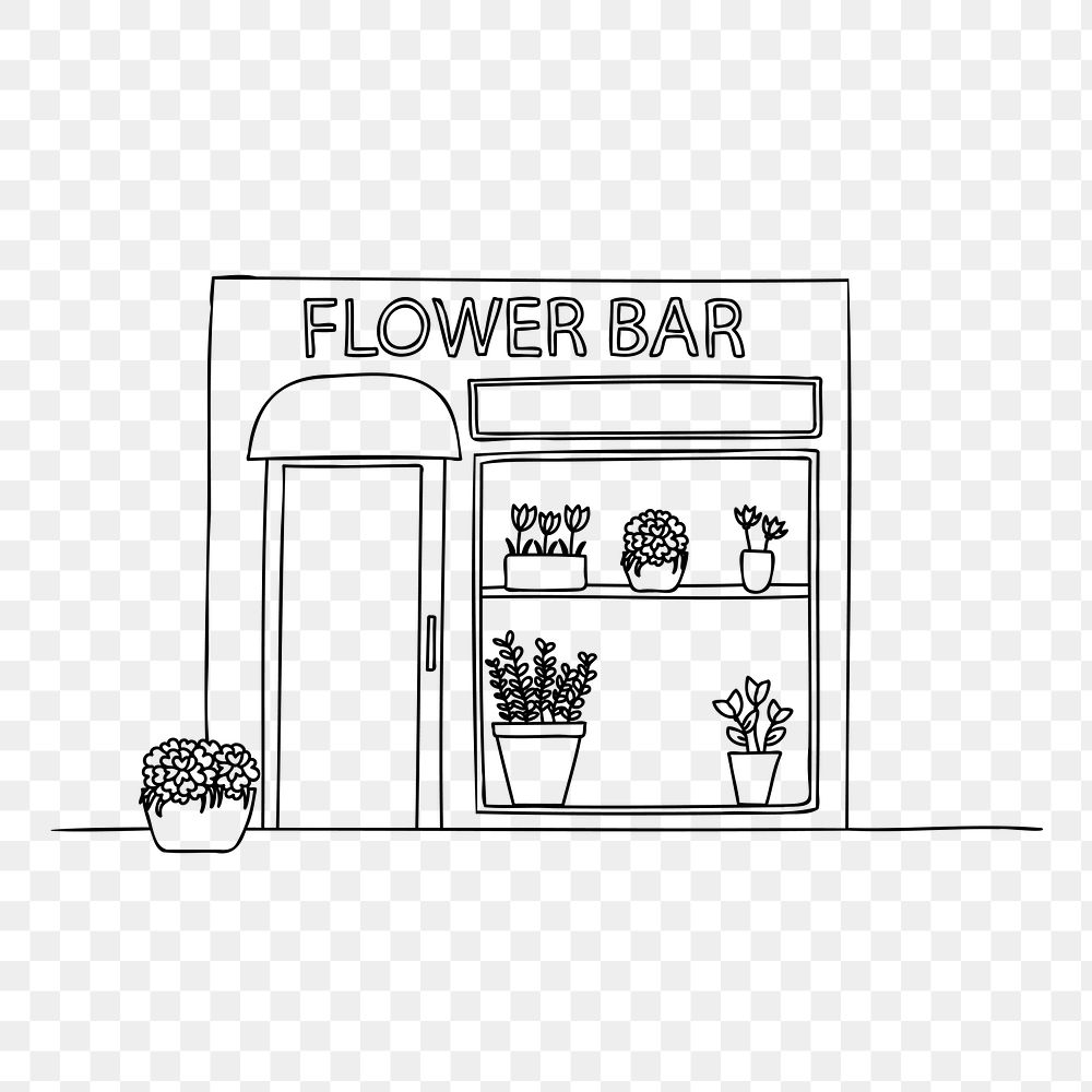 PNG flower shop doodle illustration, transparent background