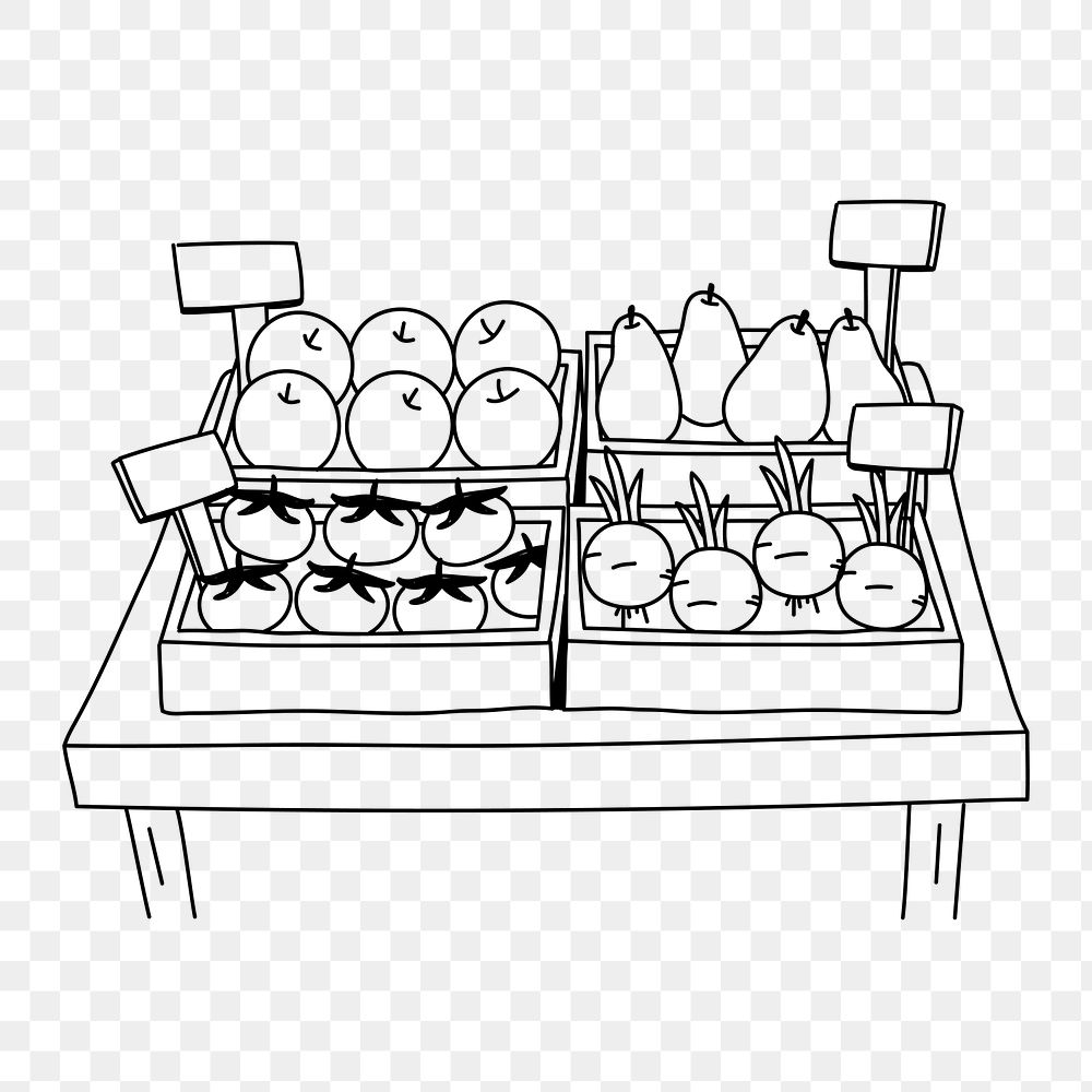 PNG grocery store doodle illustration, transparent background