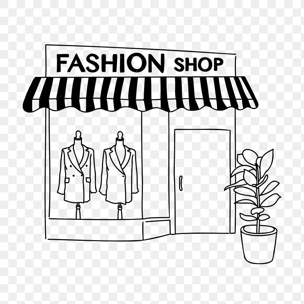 PNG fashion shop doodle illustration, transparent background