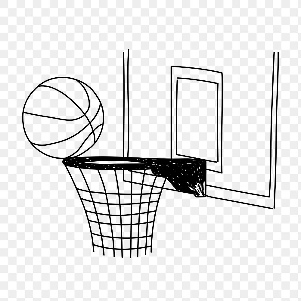 PNG basketball hoop doodle illustration, transparent background