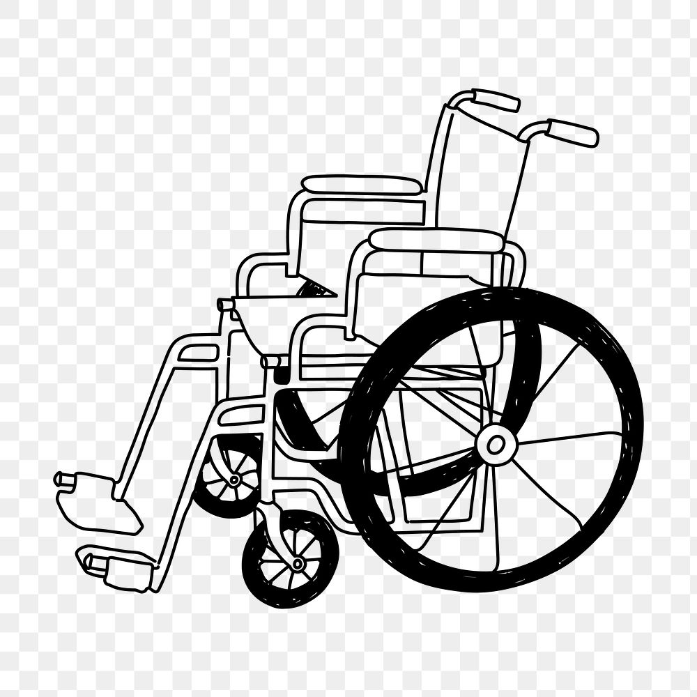 PNG wheelchair doodle illustration, transparent background