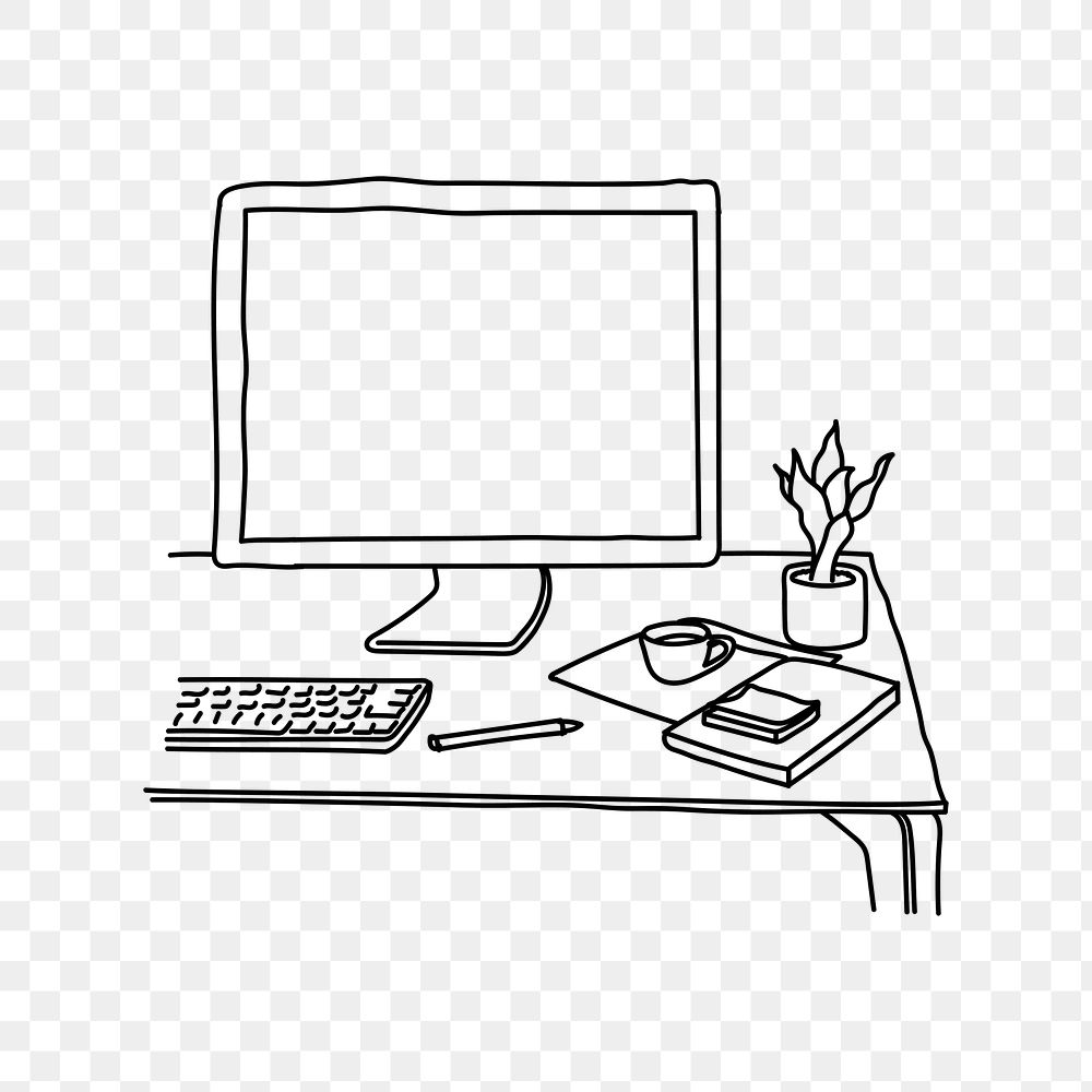 PNG home workspace doodle illustration, transparent background