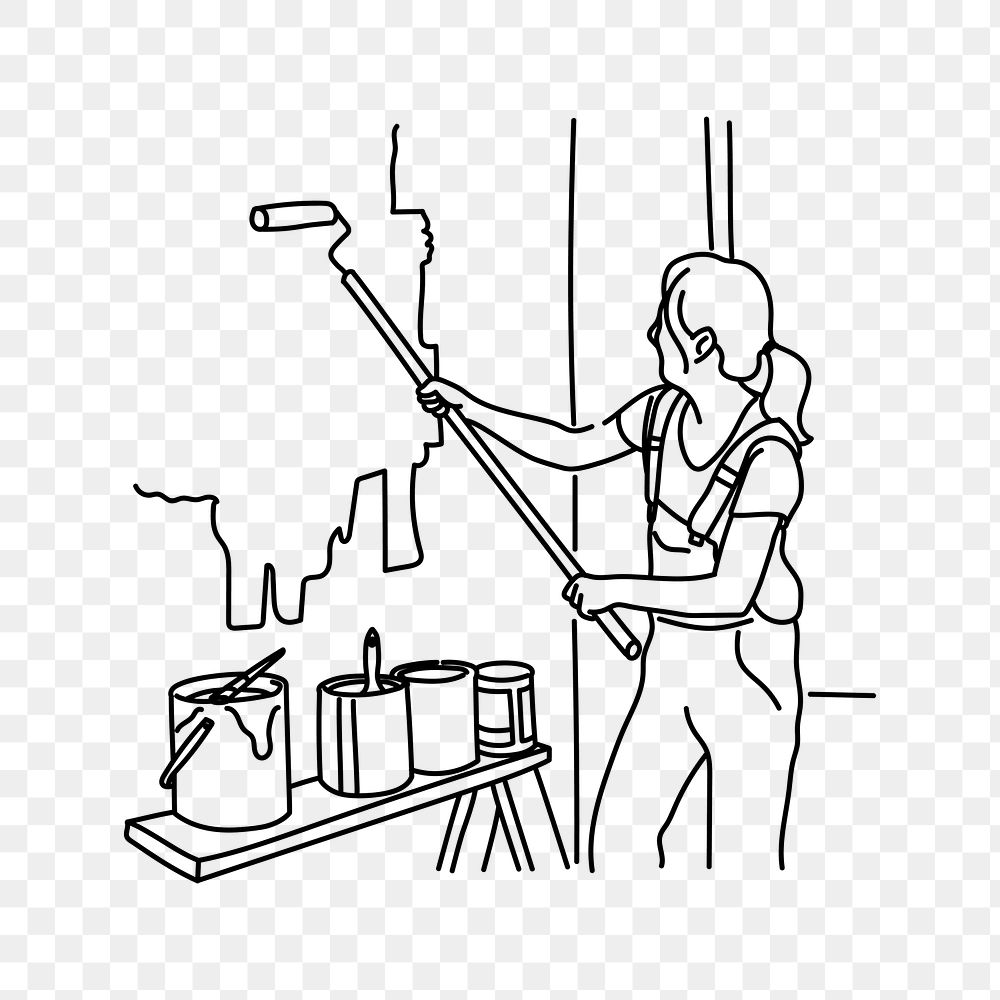 PNG home renovation doodle illustration, transparent background