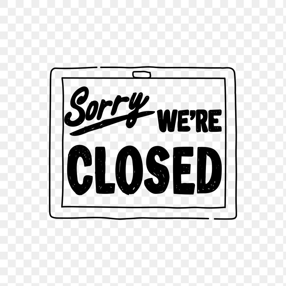 PNG store closed sign doodle illustration, transparent background