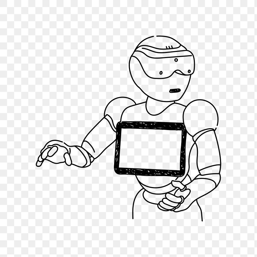 PNG robot artificial intelligence doodle illustration, transparent background